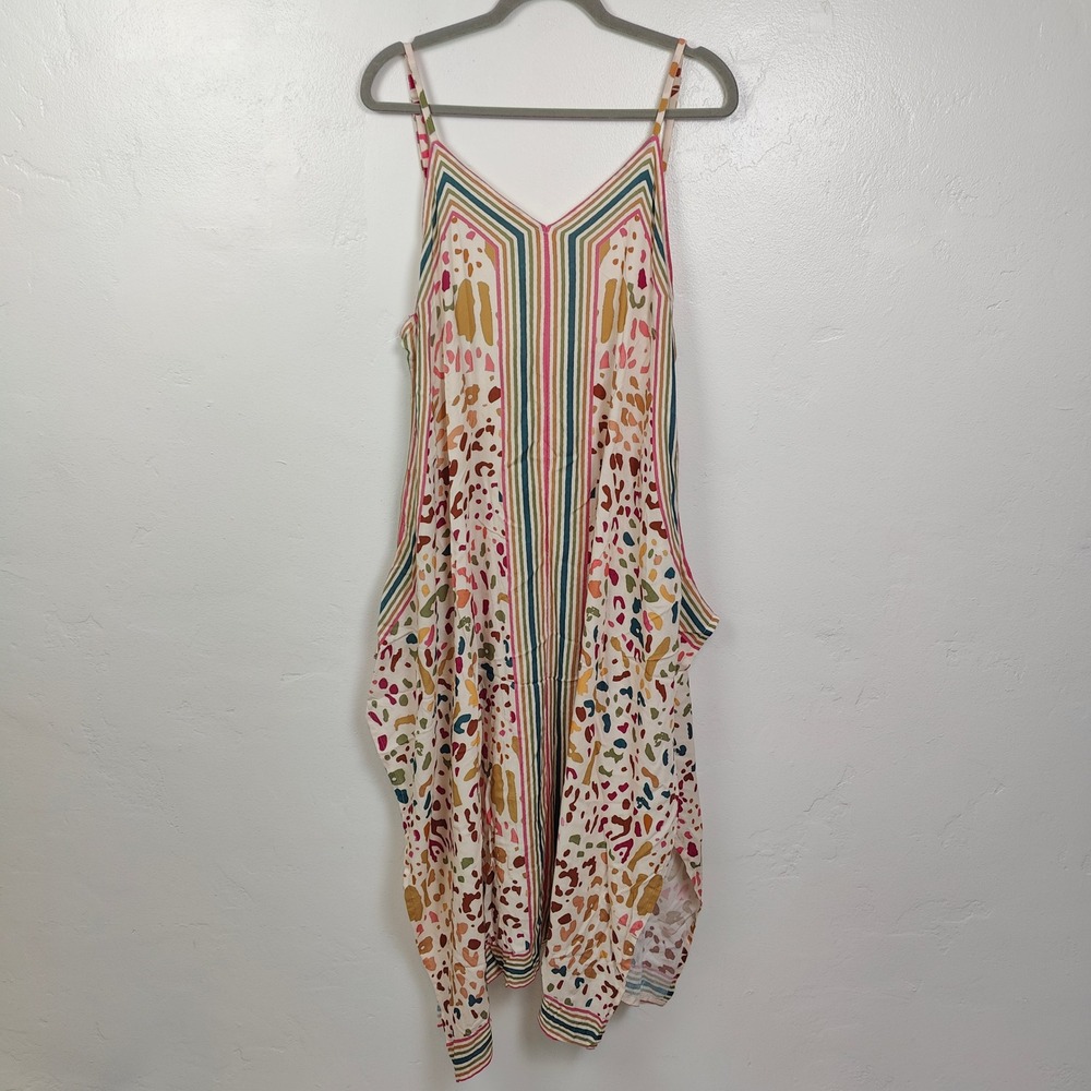 Z&L Europe Dress Womens Small Multicolor Geometric Animal Print V-Neck Boho Maxi - Picture 2 of 10